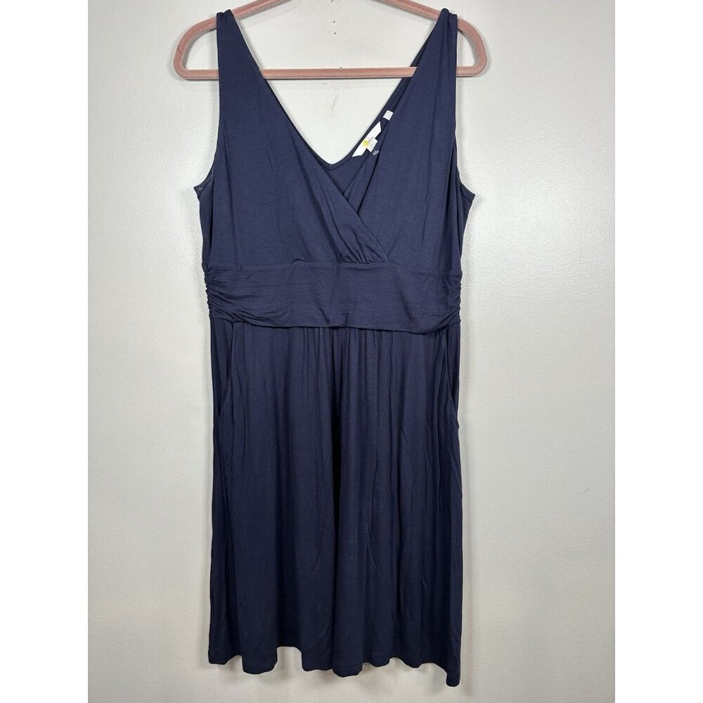 Boden Effie V-Neck Jersey Dress Size 12P Casual Comfy Stretch Pockets